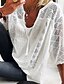baratos Tops &amp; Blouses-Mulheres Tamanhos Grandes Blusa Camisa Social Sólido Sexy Cordões Com Corte Decote Redondo Decote V Blusas Camisetas Básicas Branco Azul Verde
