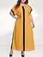 cheap Plus Size Dresses-Women&#039;s Loose Maxi long Dress Yellow Blushing Pink Long Sleeve Solid Color Color Block Patchwork Round Neck Casual Sophisticated Batwing Sleeve XL XXL 3XL 4XL 5XL / Plus Size