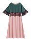 cheap Plus Size Dresses-Women&#039;s A Line Dress Maxi long Dress Blushing Pink Long Sleeve Black &amp; Red Color Block Lace Patchwork Spring &amp; Summer Fall &amp; Winter Round Neck Elegant Casual Flare Cuff Sleeve L XL XXL 3XL 4XL