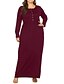 cheap Plus Size Dresses-Women&#039;s A Line Dress Maxi long Dress Black Wine Army Green Navy Blue Long Sleeve Solid Color Patchwork Fall &amp; Winter Round Neck Basic XL XXL 3XL 4XL 5XL / Plus Size
