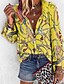 cheap Tops &amp; Blouses-Women&#039;s Blouse Shirt Floral Flower Floral Shirt Collar Boho Tops Puff Sleeve Blue Purple Orange