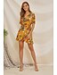 abordables Dresses-Mujer Vestido de verano Mini vestido corto Amarillo Manga Corta Floral Multi capa Verano Escote en Pico Elegante mumu 2021 S M L XL XXL