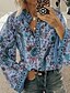 billige Tops &amp; Blouses-Dame Bluse Skjorte Geometrisk Skjortekrage Topper Løstsittende Blå Gul Oransje