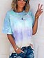 cheap T-Shirts-Women&#039;s Tie Dye Daily Short Sleeve Round Neck Casual Green Blue Purple US4 / UK8 / EU36 / 3D Print