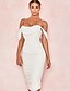 cheap Elegant Dresses-Women&#039;s Wrap Dress Midi Dress White Sleeveless Solid Color Backless Ruched Summer Off Shoulder Hot Elegant Formal 2021 S M L