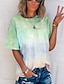 economico T-shirts-Per donna Colorato a macchie Giornaliero Manica corta Rotonda Informale Verde Blu Viola US4 / UK8 / EU36 / Stampa 3D