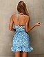 baratos Vestidos BODYCON-Mulheres Vestido da bainha Mini vestido curto Azul Sem Manga Leopardo Estampado Verão Sem Alças mumu 2021 S M L