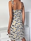 cheap Mini Dresses-Women&#039;s Sheath Dress Short Mini Dress Black Sleeveless Daisy Floral Print Summer Hot Sexy 2021 S M L