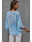 preiswerte Tops &amp; Blouses-Damen Bluse Hemd Batik Asymmetrisch Verknotet Druck V-Ausschnitt Oberteile Basic Top Rote Leicht Blau