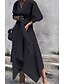 abordables Robe élégante-Femme Robe mi-longue Robe Trapèze Noir Demi Manches Couleur unie Col V Eté Elégant 2022 S M L XL