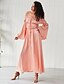 cheap Dresses-Women&#039;s Swing Dress Maxi long Dress Blushing Pink Long Sleeve Solid Color Split Summer Off Shoulder Elegant 2021 XS S M L
