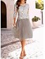 billige Elegant kjole-Dame Kjole med A-linje Knelang kjole 3/4 ermer Netting Blonde Vår sommer Elegant Beige M L XL XXL 3XL