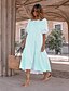 cheap Knee-Length Dresses-Women&#039;s A Line Dress Midi Dress White Black Navy Blue Light Blue Half Sleeve Polka Dot Summer Round Neck Work Cap Sleeve 2021 S M L XL XXL