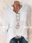 abordables Tops &amp; Blouses-Mujer Blusa Color sólido Diario Manga Larga Blusa Camisa Cuello Camisero Corte Ancho Blanco Azul Piscina Rosa S
