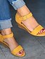 cheap Sandals-Women&#039;s Sandals Wedge Sandals Daily Wedge Sandals Summer Wedge Heel Open Toe Suede Buckle Dark Brown Black Yellow