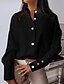 preiswerte Tops &amp; Blouses-Damen Bluse Hemd Solide Langarm Rundhalsausschnitt Oberteile Weiß Schwarz Rosa