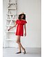 baratos Dresses-Mulheres Vestidos Para o Verão Mini vestido curto Vermelho Manga Curta Côr Sólida Franzido Verão Ombro a Ombro Elegante Casual 2021 S M L XL XXL