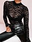 cheap Tops &amp; Blouses-Women&#039;s Bodysuit Long Sleeve Solid Colored Standing Collar Tops Regular Fit Black