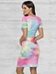 cheap Bodycon Dresses-Women&#039;s Sheath Dress Midi Dress Short Sleeve Tie Dye Summer Elegant 2021 Blue Orange S M L XL
