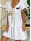 cheap Casual Dresses-Women&#039;s A Line Dress Knee Length Dress White Short Sleeve Animal Summer V Neck Casual Chinoiserie 2021 S M L XL XXL 3XL