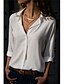 cheap Tops &amp; Blouses-Women&#039;s Shirt Blouse Plain Solid Colored Black White Yellow Long Sleeve Daily Basic V Neck Loose Fit Spring Fall