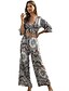 cheap Two Piece Sets-Women&#039;s Gray Jumpsuit Geometric