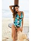 cheap One-Pieces-Women&#039;s One Piece Swimsuit Floral Tropical Green Swimwear Strap Bathing Suits / Padded Bras