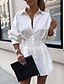 preiswerte Minikleider-Damen Etuikleid Weißes Kleid Schwarz Fuchsie Weiß Langarm Sommer Sexy V Ausschnitt winterkleider damen herbstkleider S M L XL