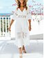 cheap Boho Dresses-Women&#039;s A Line Dress Midi Dress White Half Sleeve Solid Color Spring &amp; Summer V Neck 2021 S M L XL