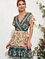 cheap Casual Dresses-Women&#039;s A Line Dress Knee Length Dress Blushing Pink Short Sleeve Print Summer V Neck Casual Chinoiserie 2021 S M L XL