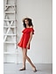 preiswerte Dresses-Damen Sommerkleid Minikleid Rote Kurzarm Volltonfarbe Gerüscht Sommer Schulterfrei Elegant Freizeit 2021 S M L XL XXL