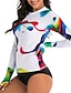 cheap Beach Dresses-Women&#039;s Rashguard Swimsuit Swimwear UV Sun Protection Breathable Quick Dry Long Sleeve 2 Piece - Swimming Surfing Water Sports Optical Illusion Summer / Stretchy