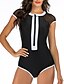 cheap Beach Dresses-Women&#039;s One Piece Swimsuit Swimwear Breathable Quick Dry Sleeveless Mesh Front Zip - Swimming Water Sports Patchwork Summer / Stretchy