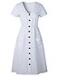 cheap Casual Dresses-Women&#039;s Sheath Dress Midi Dress Short Sleeve Solid Color Ruched Pocket Button Spring Summer Casual Streetwear Capped 2021 White Black Blue Red Blushing Pink Wine Green Light Green Navy Blue Light Blue
