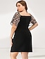cheap Plus Size Dresses-Women&#039;s Bodycon Knee Length Dress Black Short Sleeve Solid Color Leopard Ruffle Summer V Neck Casual Sexy 2021 L XL XXL 3XL 4XL / Plus Size