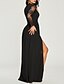 billige Elegant kjole-Dame Flapper-kjole Langermet Gatsby Ensfarget 1920s Svart S M L XL XXL