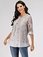 cheap T-Shirts-Women&#039;s Blouse Geometric Half Sleeve Causal Tops Lace Gray