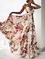 billige Boheme-inspirerede kjoler-Dame Sommerkjole Hvid Kakifarvet Lyseblå Uden ærmer Trykt mønster Sommer V-hals Elegant 2021 S M L XL