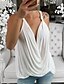 baratos Tops &amp; Blouses-Mulheres Para Noite Blusa Camisa Social Sólido Decote V Blusas Básico Top básico Branco Preto Azul