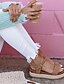 cheap Sandals-Women&#039;s Sandals Wedge Sandals Daily Flat Sandals Summer Wedge Heel Open Toe Suede Buckle Black Red Khaki