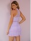 cheap Elegant Dresses-Women&#039;s A Line Dress Short Mini Dress White Purple Sleeveless Solid Color Lace Summer Round Neck Elegant Boho 2021 S M L