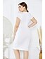 cheap Plus Size Dresses-Women&#039;s Wrap Dress Midi Dress White Black Khaki Short Sleeve Solid Color Mesh Patchwork Summer Round Neck Elegant Formal 2021 XL XXL 3XL 4XL 5XL / Plus Size