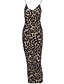 billige Bodycon Kjoler-Dame Kjole med stropper Maxikjole Ermeløs Leopard Dyr Sommer Varmt Sexy 2021 Kakifarget Brun S M L