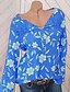economico Tops &amp; Blouses-Per donna Blusa Camicia Fantasia floreale Fiore decorativo Manica lunga Con stampe Rotonda Top Nero Blu Rosso