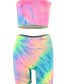 cheap Two Piece Sets-2020 SUMMER Tie Dye Rainbow Tunbe One Piece Sets