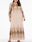 cheap Plus Size Dresses-Women&#039;s A Line Dress Maxi long Dress Blushing Pink Long Sleeve Geometric Summer Round Neck Streetwear 2021 M L XL XXL 3XL 4XL / Plus Size