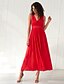 preiswerte Elegantes Damenkleid-Damen Schaukelkleid Maxikleid Blau Rote Ärmellos Volltonfarbe Sommer V-Ausschnitt Elegant 2021 XS S M L XL