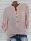 cheap Tops &amp; Blouses-Women&#039;s Blouse Solid Colored Daily Long Sleeve Blouse Shirt Shirt Collar Loose White Blue Pink S