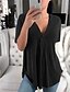 abordables Tops &amp; Blouses-Mujer Plano Color sólido Casual Diario Manga Corta Blusa Camiseta Camisa Escote en Pico Básico Elegante Tops Blanco Negro Gris S