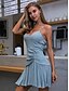 cheap Casual Dresses-Women&#039;s A Line Dress Short Mini Dress Dark Gray Sleeveless Solid Color Zipper Patchwork Summer V Neck Elegant Boho 2021 S M L
